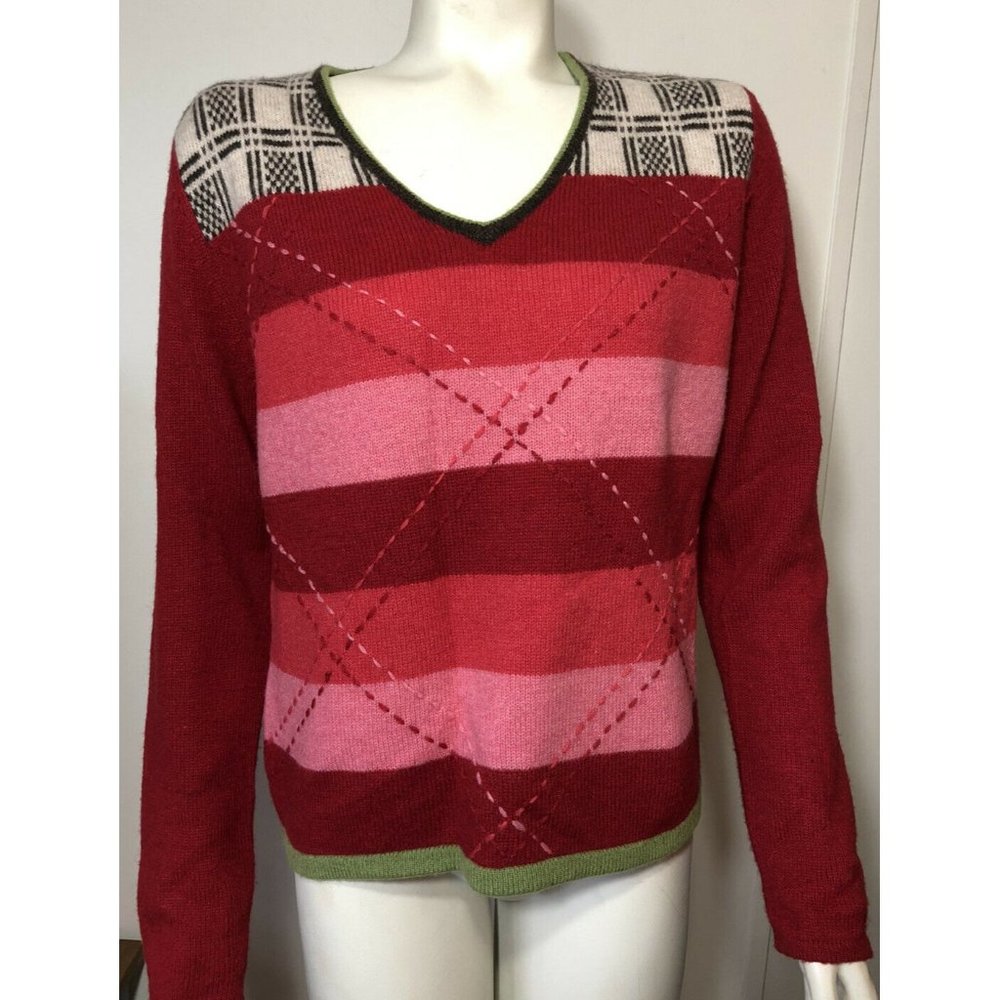 Express Jeans Wool Blend V Neck Sweater Stripes